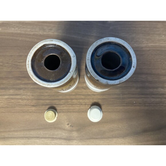 1970s Brown Tan Pottery Salt and Pepper Shakers Landscape Nature Vintage - Picture 5 of 8